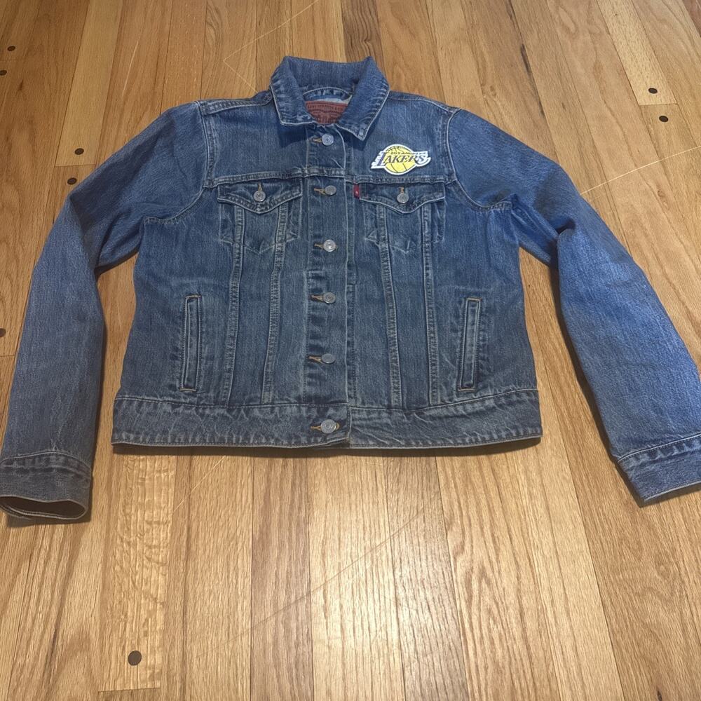 Levi's NBA Los Angeles Lakers Trucker Jacket Men's Large Blue Denim Button Front